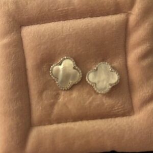 Elegant Mother of Pearl Clover Earrings